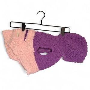 Small fuzzy Sherpa purple and pink cat or dog Justice hoodie